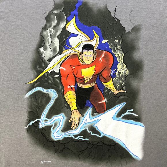 Vintage Shazam T-Shirt Adult Small Gray DC Comics Graphitti Captain Marvel 2007 - Picture 2 of 10